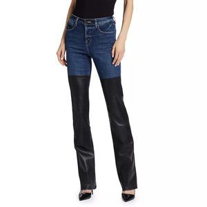 L'AGENCE Ruth Mixed-Media Flare Jeans Size 32 NWT